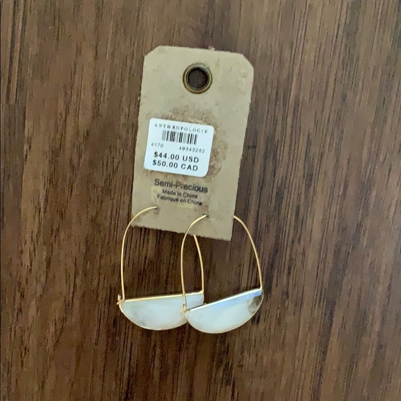 Anthropologie large stone crescent hoop earring - Picture 8 of 8